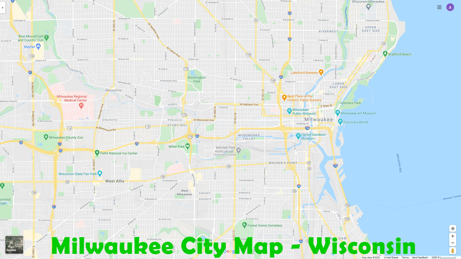 Milwaukee City Map   Wisconsin
